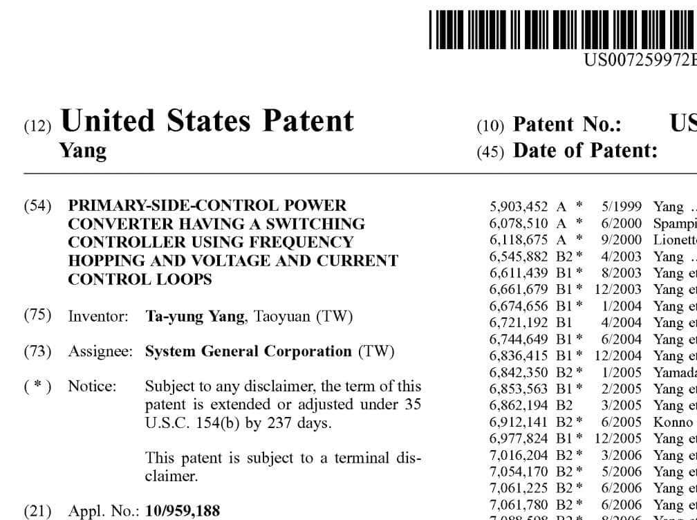 Patent infringement Fairchild semiconductor