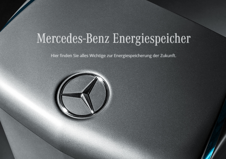 Mercedes Benz picture announcing the home battery.